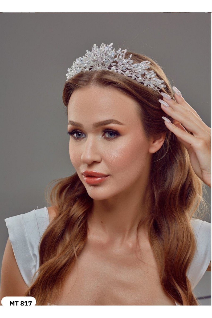  Kristal ve incili Taşlı Gelin Tacı