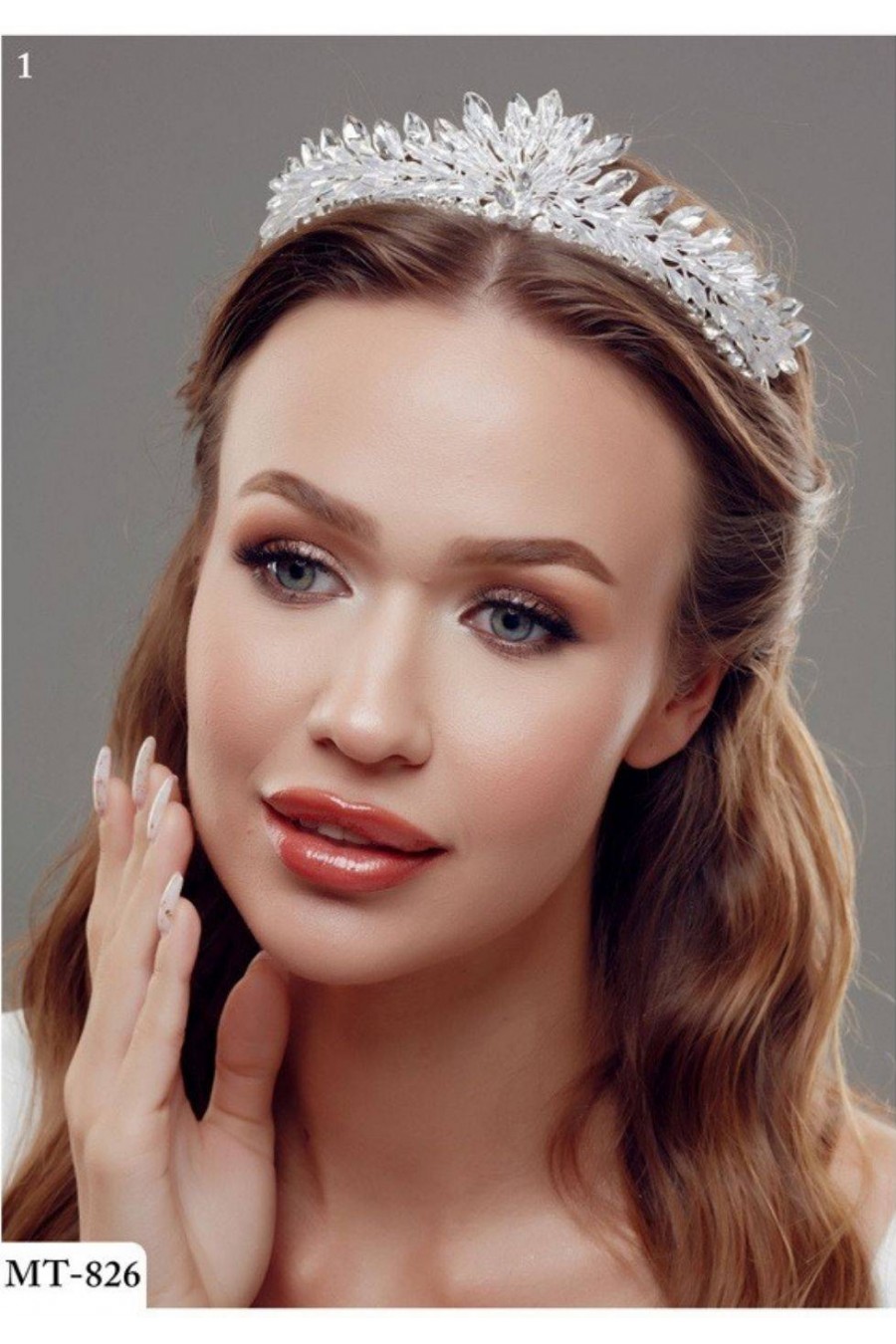 Işıltılı Kristal Yaprak Gelin Tacı