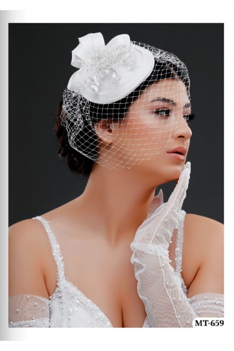 Kristal Taşlı ve Kurdeleli Gelin Kepi